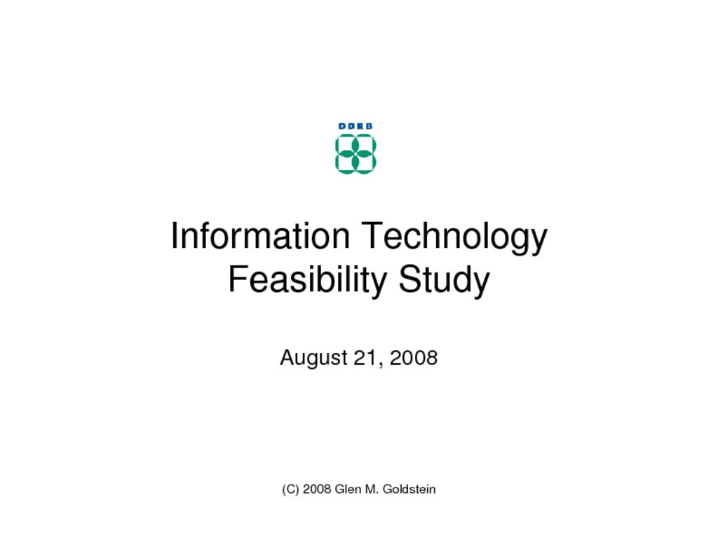 DDRB Information Technology Feasibility Study Released