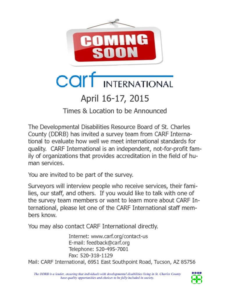 CARF Conference Schedule - You're Invited!