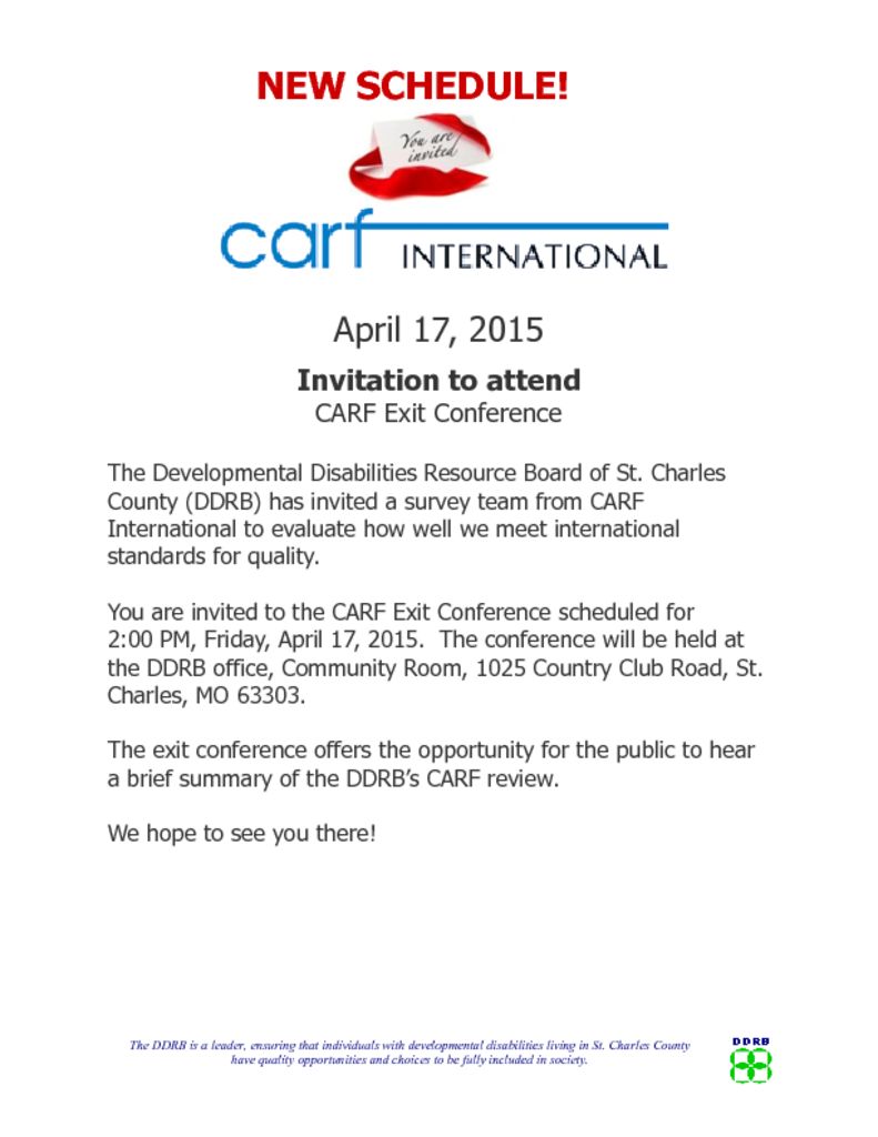 CARF Exit Conference - YOU'RE INVITED!