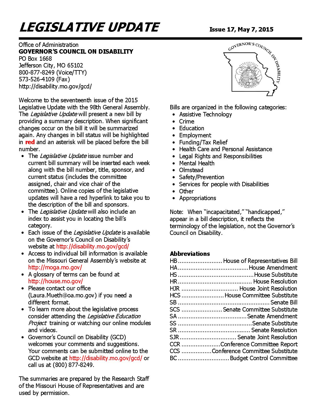 2015 Legislative Update - Issue 17