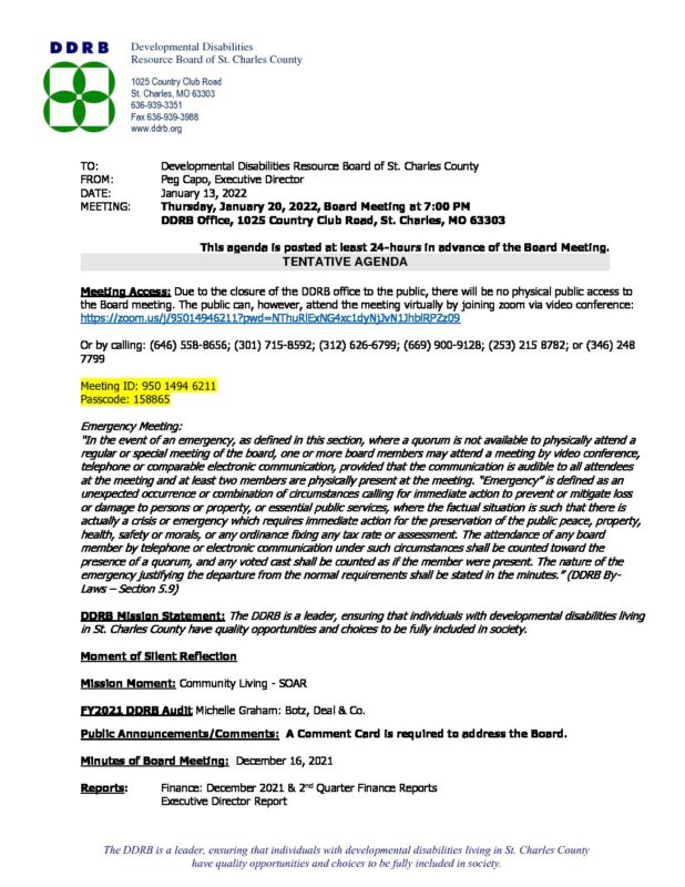 DDRB – Developmental Disabilities Resource Board of St. Charles County